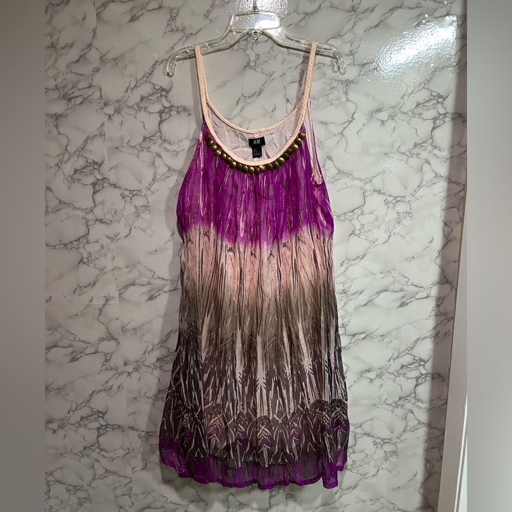H&M Sleeveless Beaded Ombré Dress Size 12